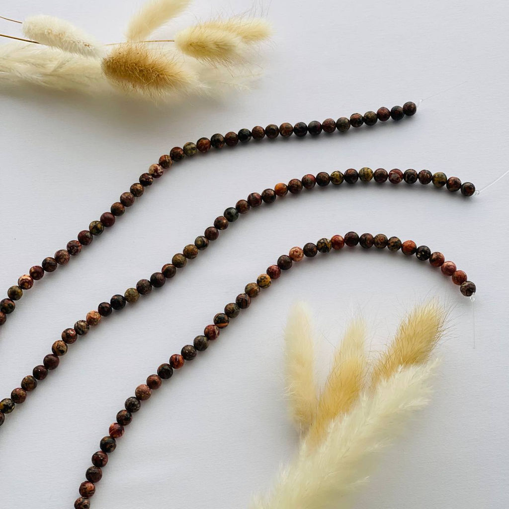 Бусины из леопардовой Яшмы (58 бусин) 38 см