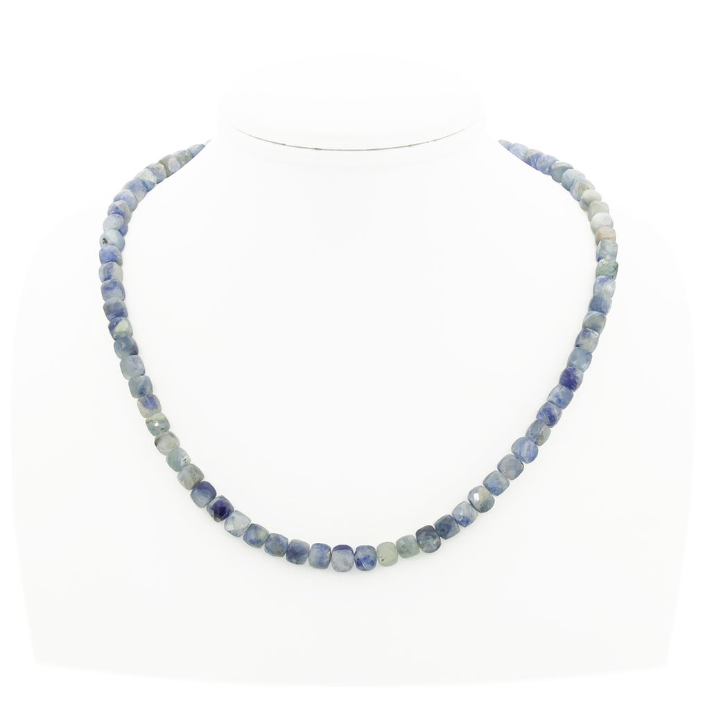 Кианит (Бразилия) 6мм кубики гранёные, "Текта" бусы 49см