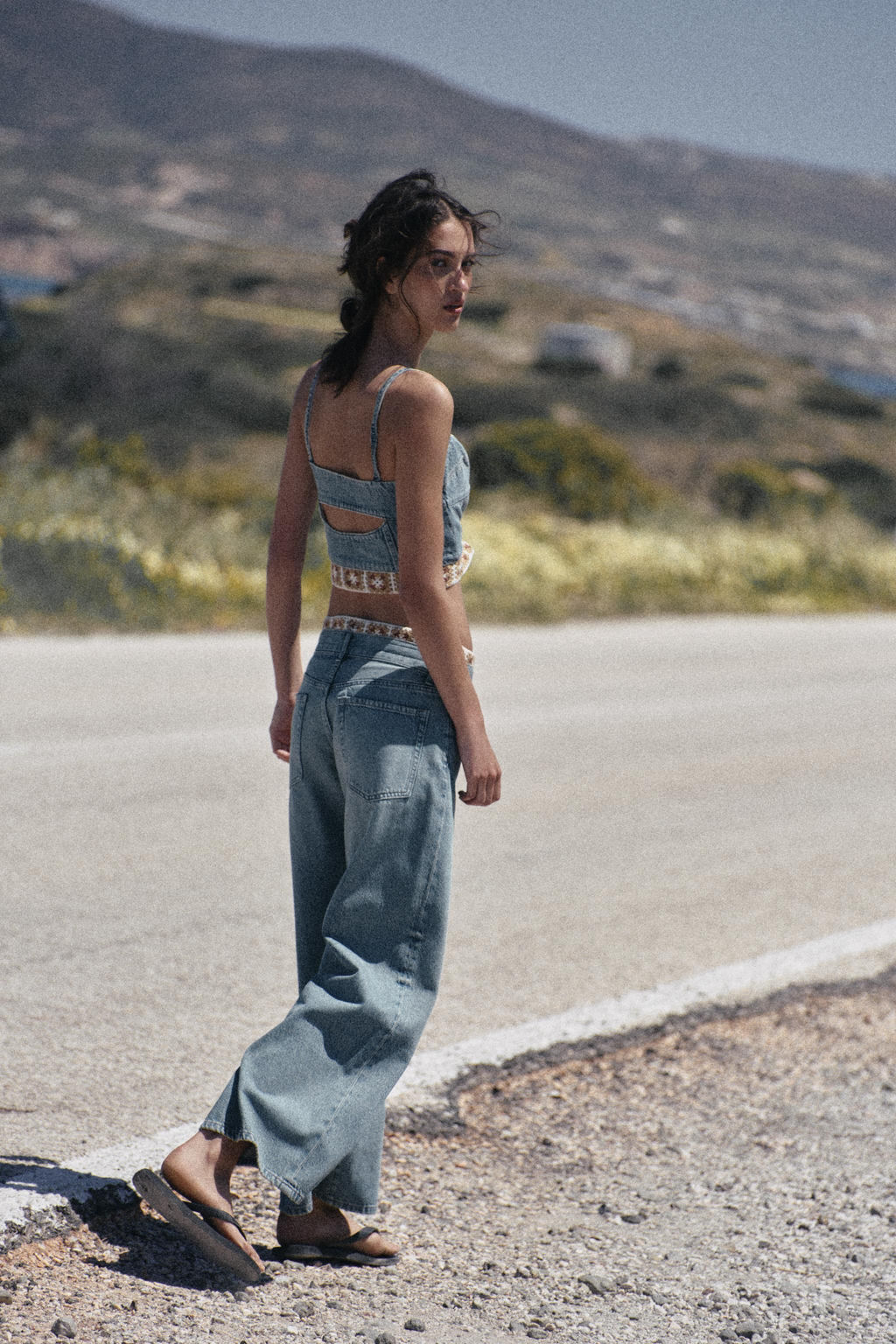 JEANS Z1975 LOOSE FIT TIRO MEDIO COMBINADO CROCHET / Azul medio - Zara фото 4