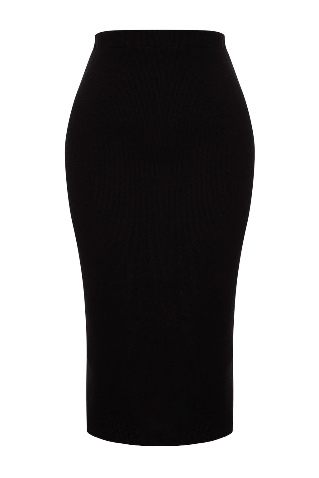 Trendyolmilla Siyah Normal Bel Selanik/Triko Gorunumlu Midi Kalem Orme Etek TWOAW24ET00030  фото 6