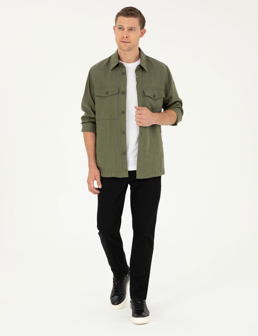 Рубашка с длинным рукавом стандартного кроя цвета хаки - Cacharel фото 5