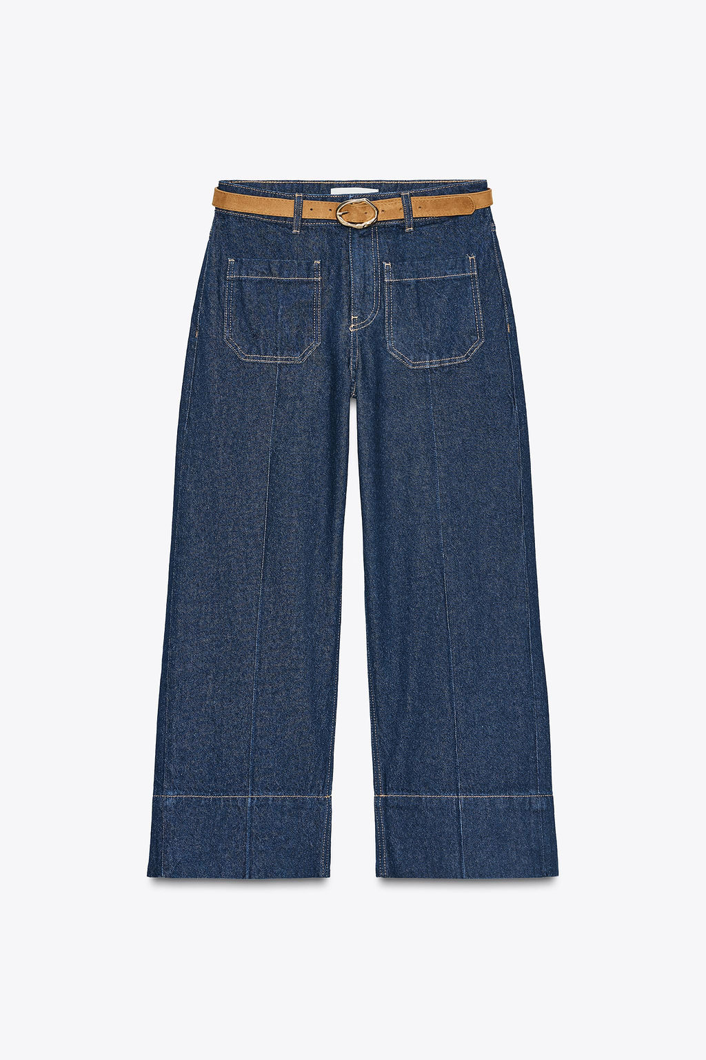 Z1975 WIDE-LEG CROPPED HIGH-WAIST JEANS WITH BELT - Zara фото 6