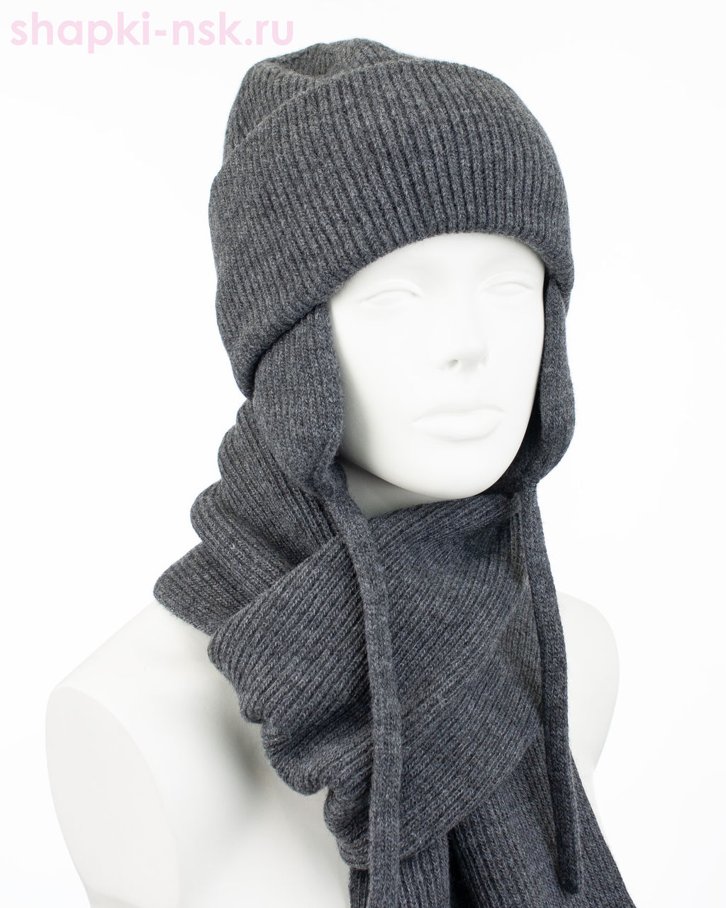 018 KWH Комплект женский (ушанка+шарф) (56-58)