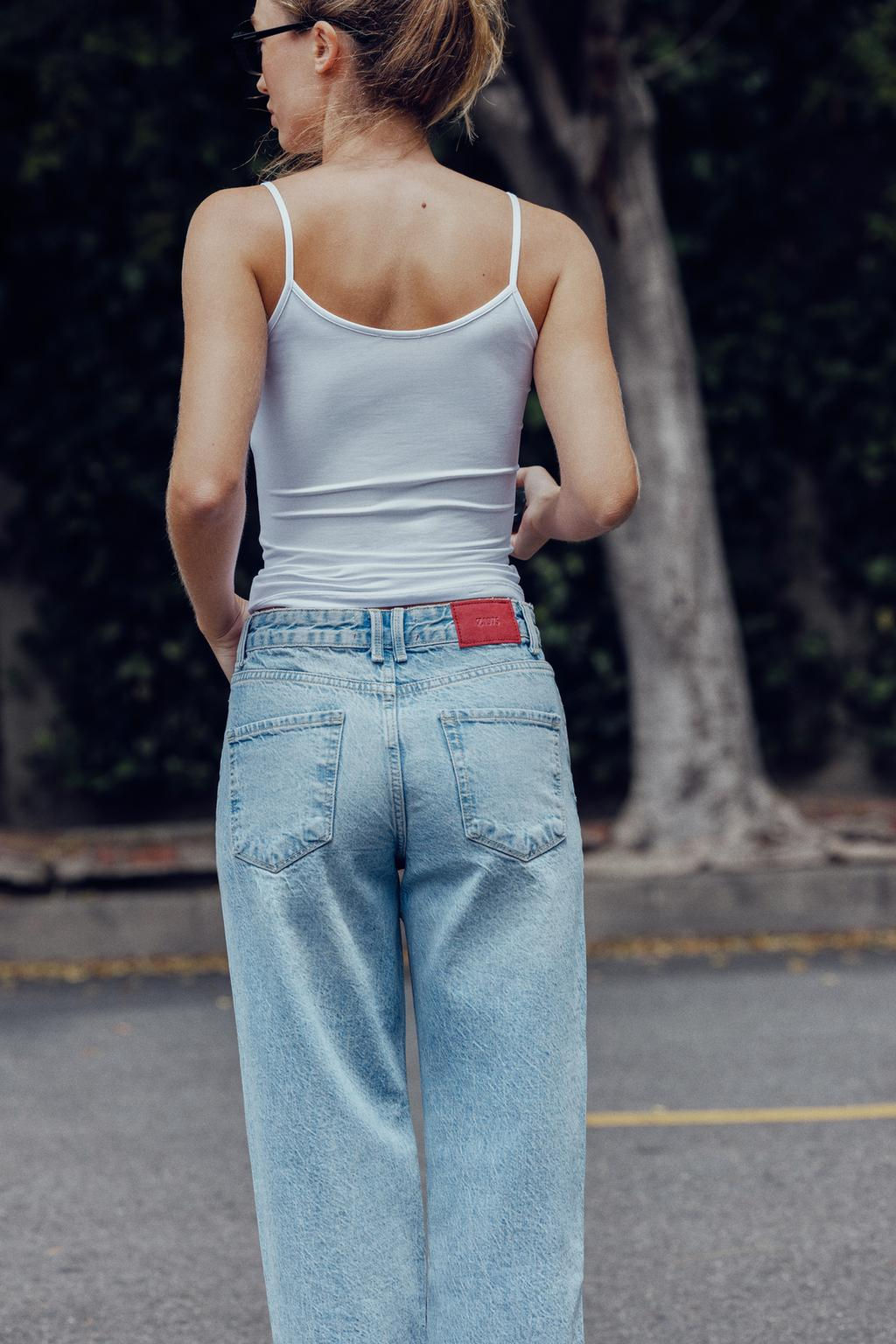 Z1975 RELAXED FIT MID-WAIST JEANS WITH TURN-UP HEMS - Zara фото 5