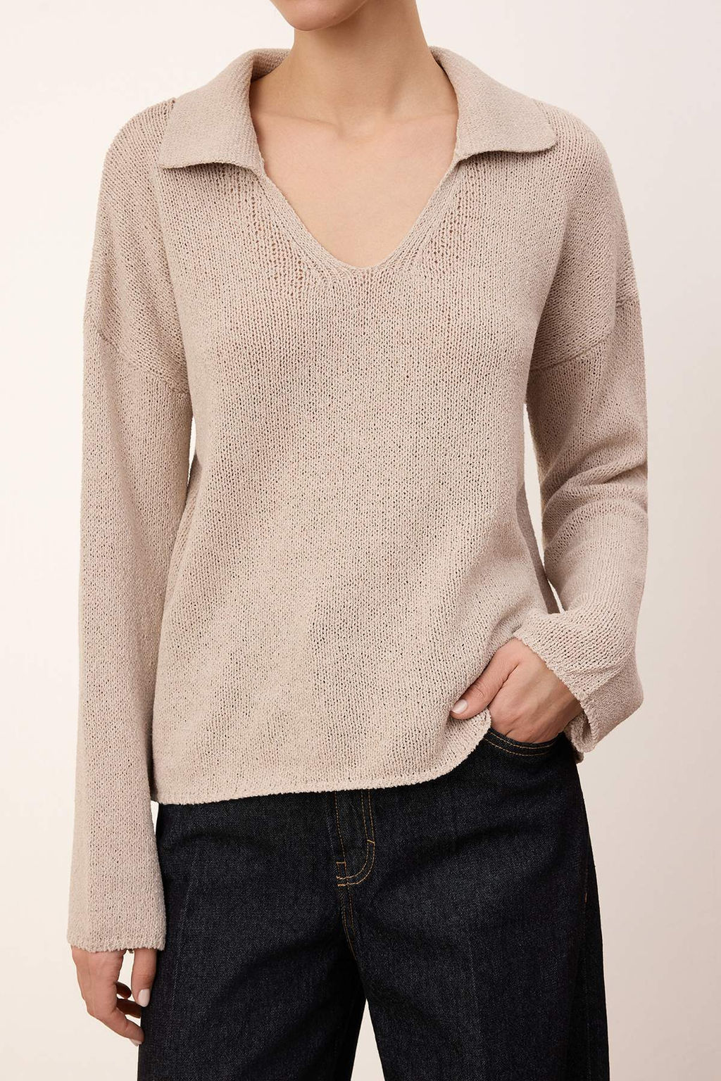 Wardrobe Essentials Vizon Genis Kal?p Bluz Gorunumlu Triko Kazak TWOSS26KZ00001 - Trendyolmilla фото 3