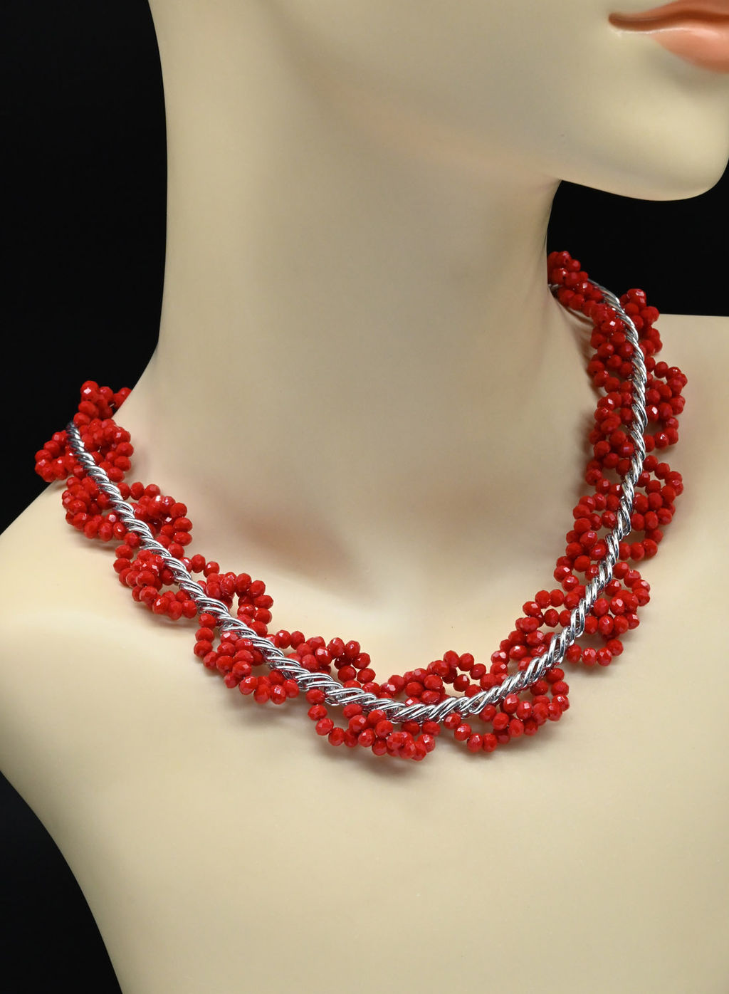 Колье и браслет из циркона с цепью цв.крем, 44см, 22см - Радуга камня фото 7