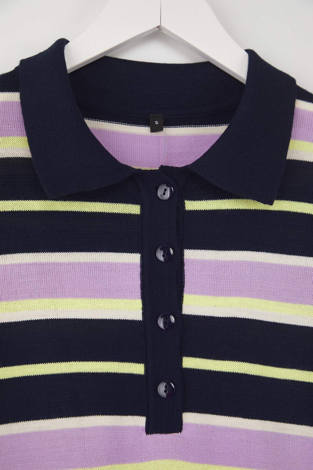 Lacivert Polo Yaka Cizgili Triko Kazak TWOAW26KZ00121