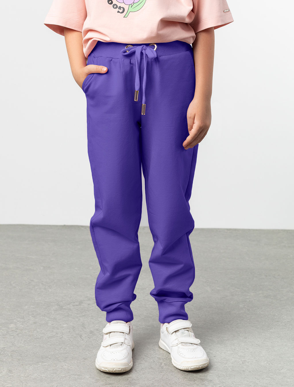 VILATTE / Брюки из премиального футера с золотистой фурнитурой для девочки  фото 4