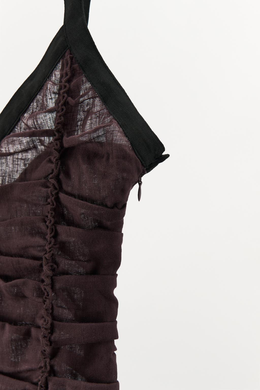 CONTRAST DRAPED LINEN DRESS - Zara фото 6