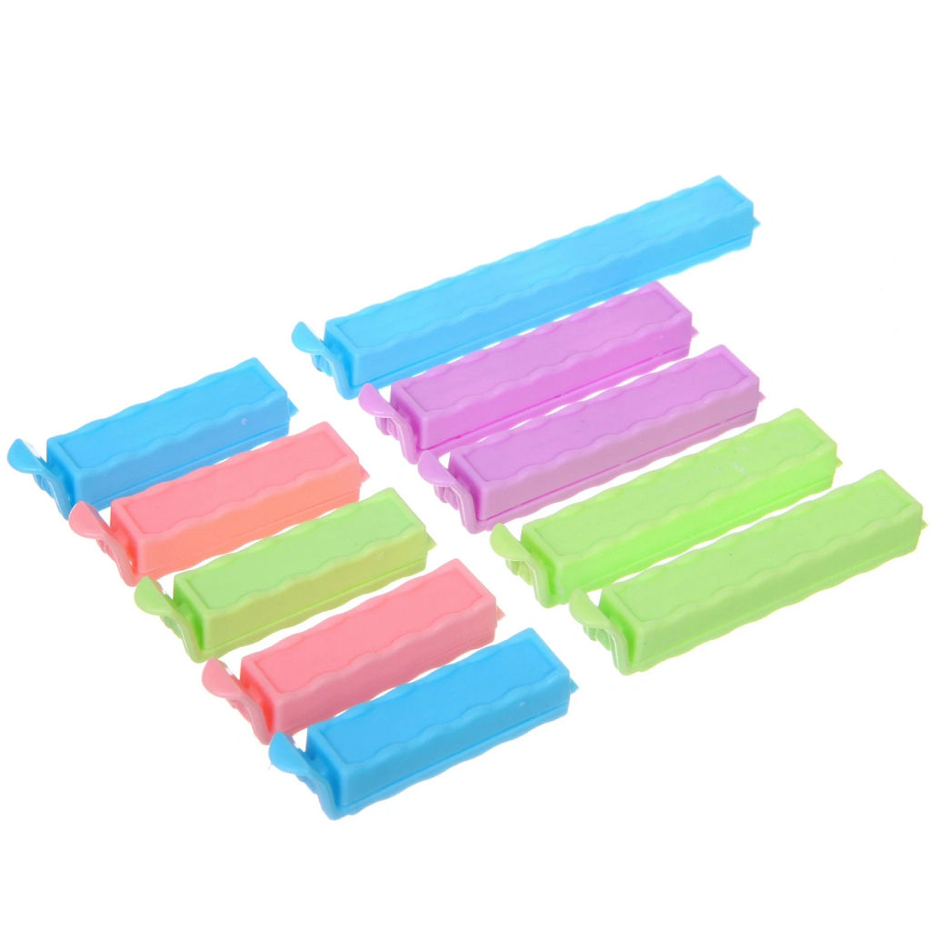 Цена за 5 шт. Зажим для пакета "Ассорти" 10шт (4шт*7.5см, 5шт*6см, 1шт*11см))