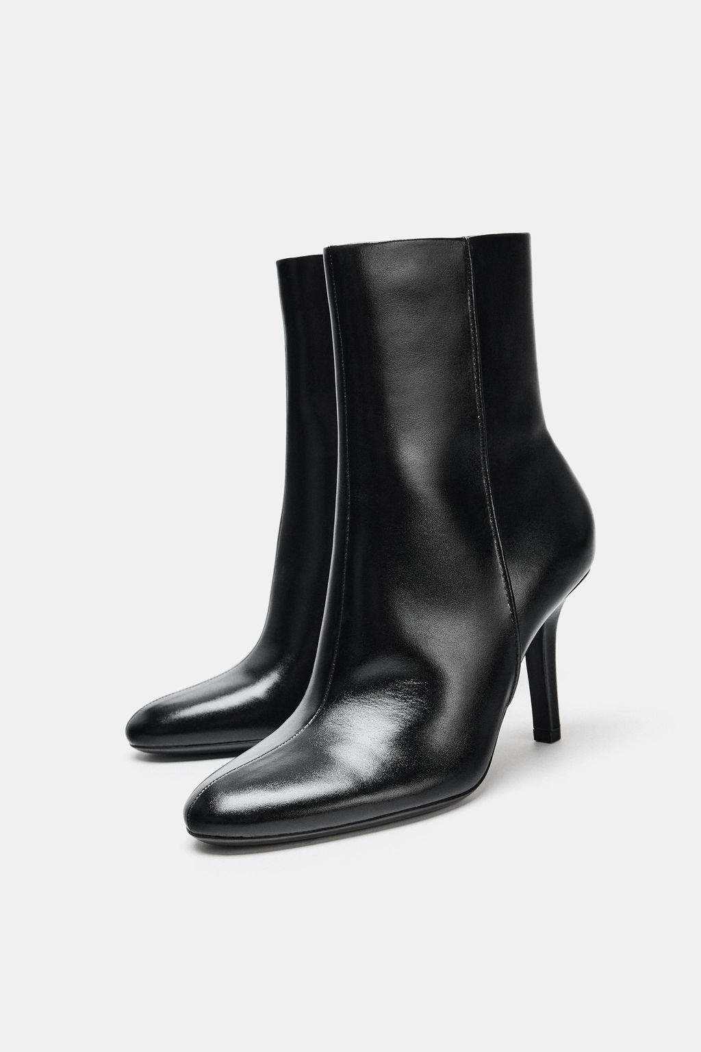 LEATHER HIGH-HEEL ANKLE BOOTS - Zara фото 4