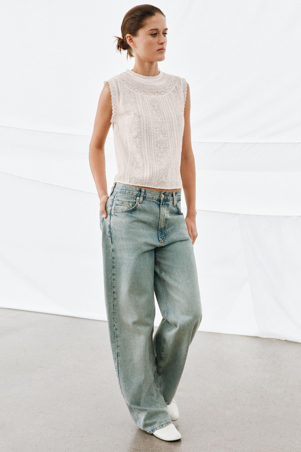 TOP BORDADOS MANGA SISA ZW COLLECTION / Crudo