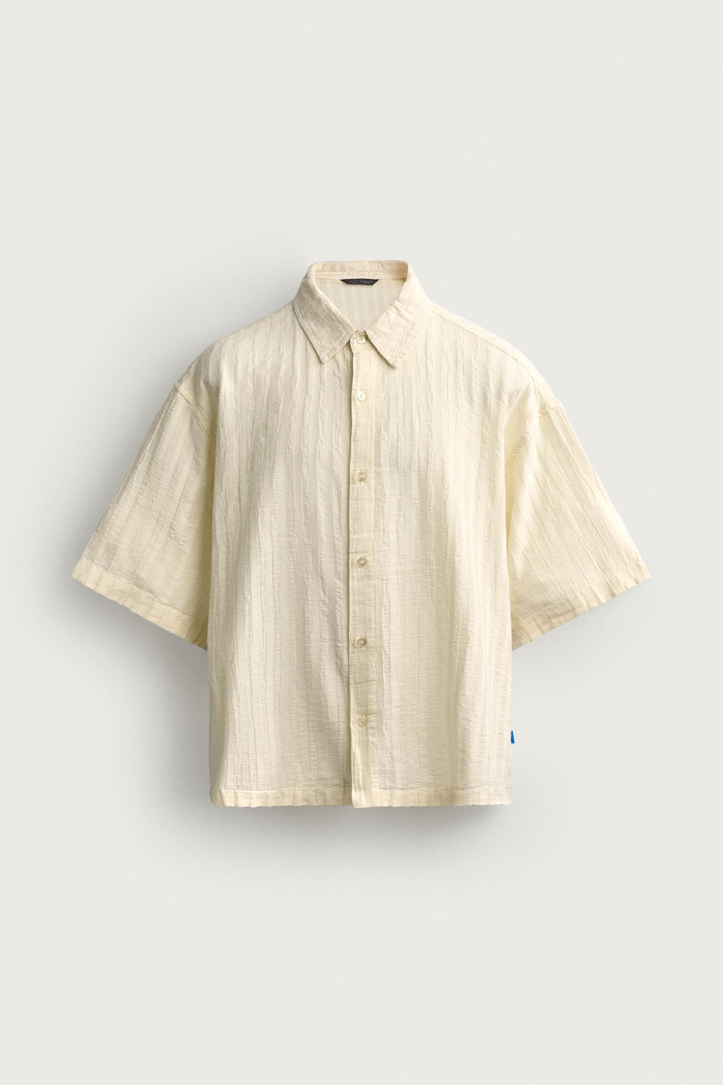 CAMISA BOXY FIT JACQUARD RAYAS / Vainilla - Zara фото 8