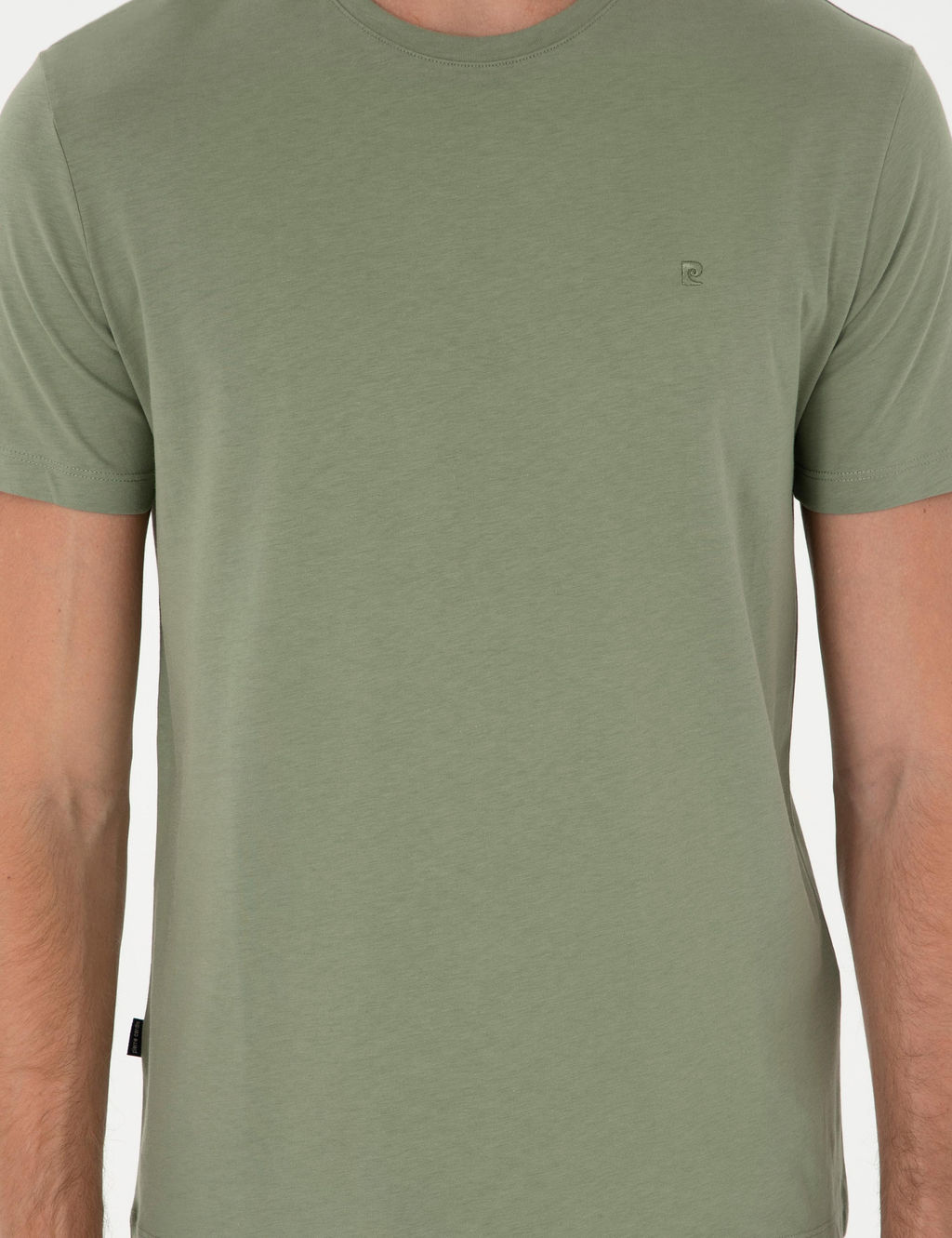 Haki %100 Pamuk Slim Fit Bisiklet Yaka Basic Ti__rt - Pierre cardin фото 6