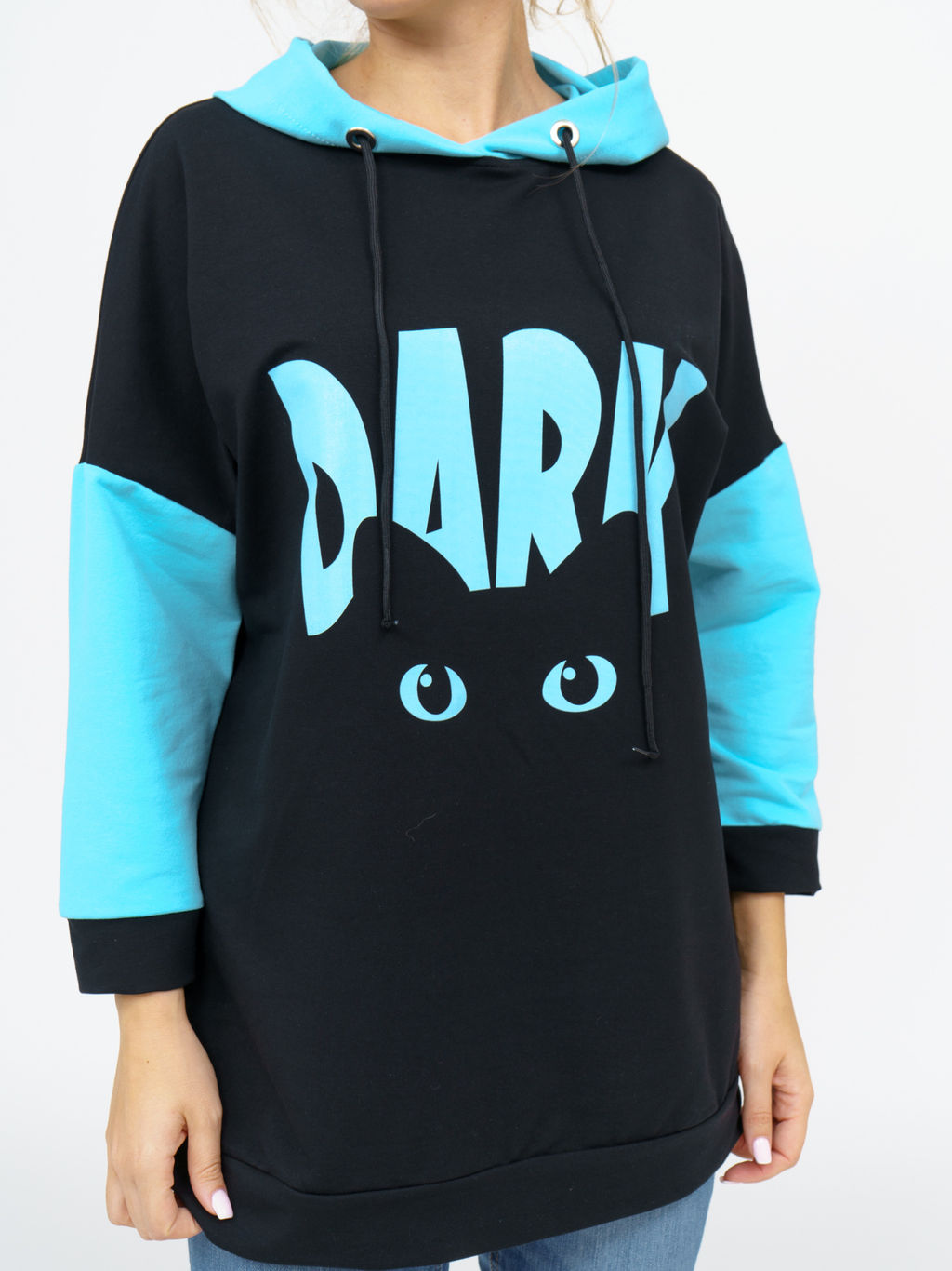 806 Худи "черный/бирюза"