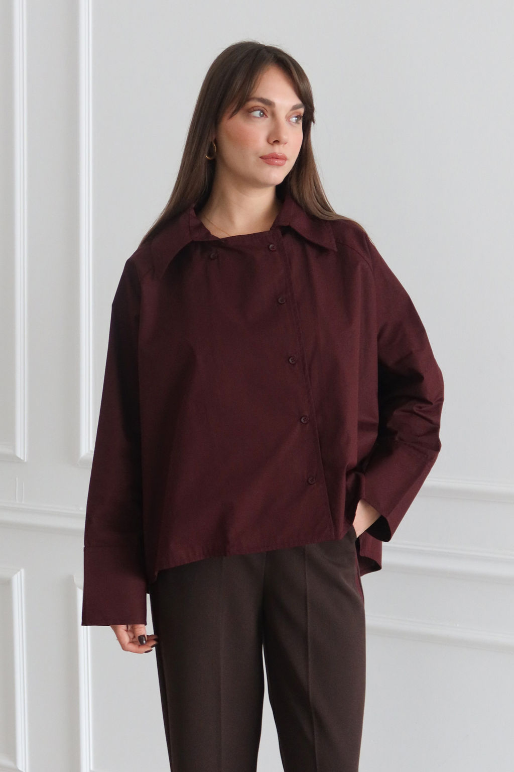 Murdum Kapama Detayl? %100 Pamuk Dokuma Gomlek TWOSS26GO00022 - Trendyolmilla фото 3