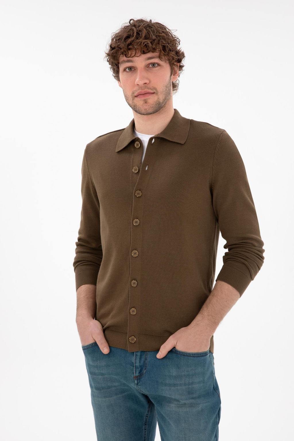 Мужской хаки базовый трикотаж кардиган Неожиданная скидка в корзине - U.s. polo assn фото 3