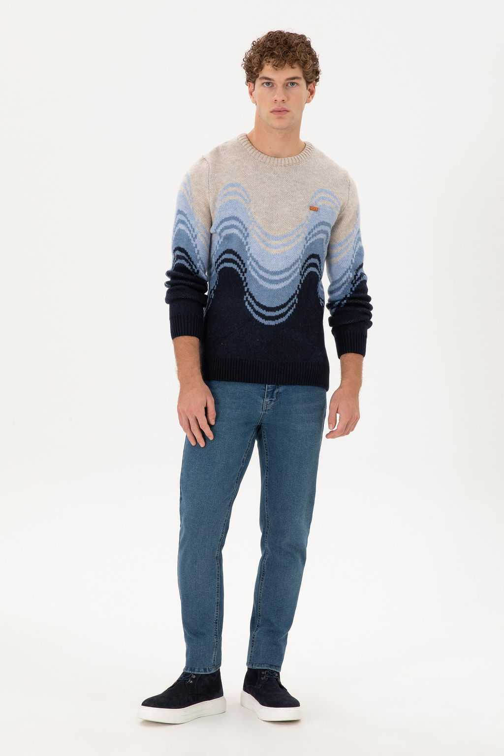 Erkek Regular Fit Bisiklet Yaka Lacivert Kazak