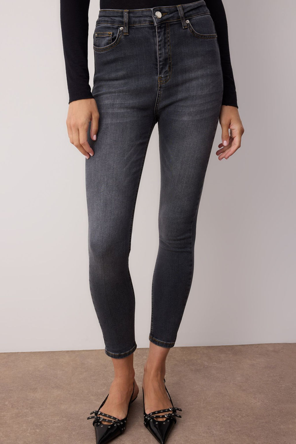 Gri Yuksek Bel Skinny Jeans TWOAW25JE00267 - Trendyolmilla фото 3
