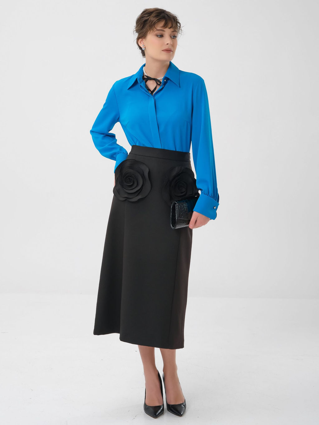 Юбка с декоративными цветами