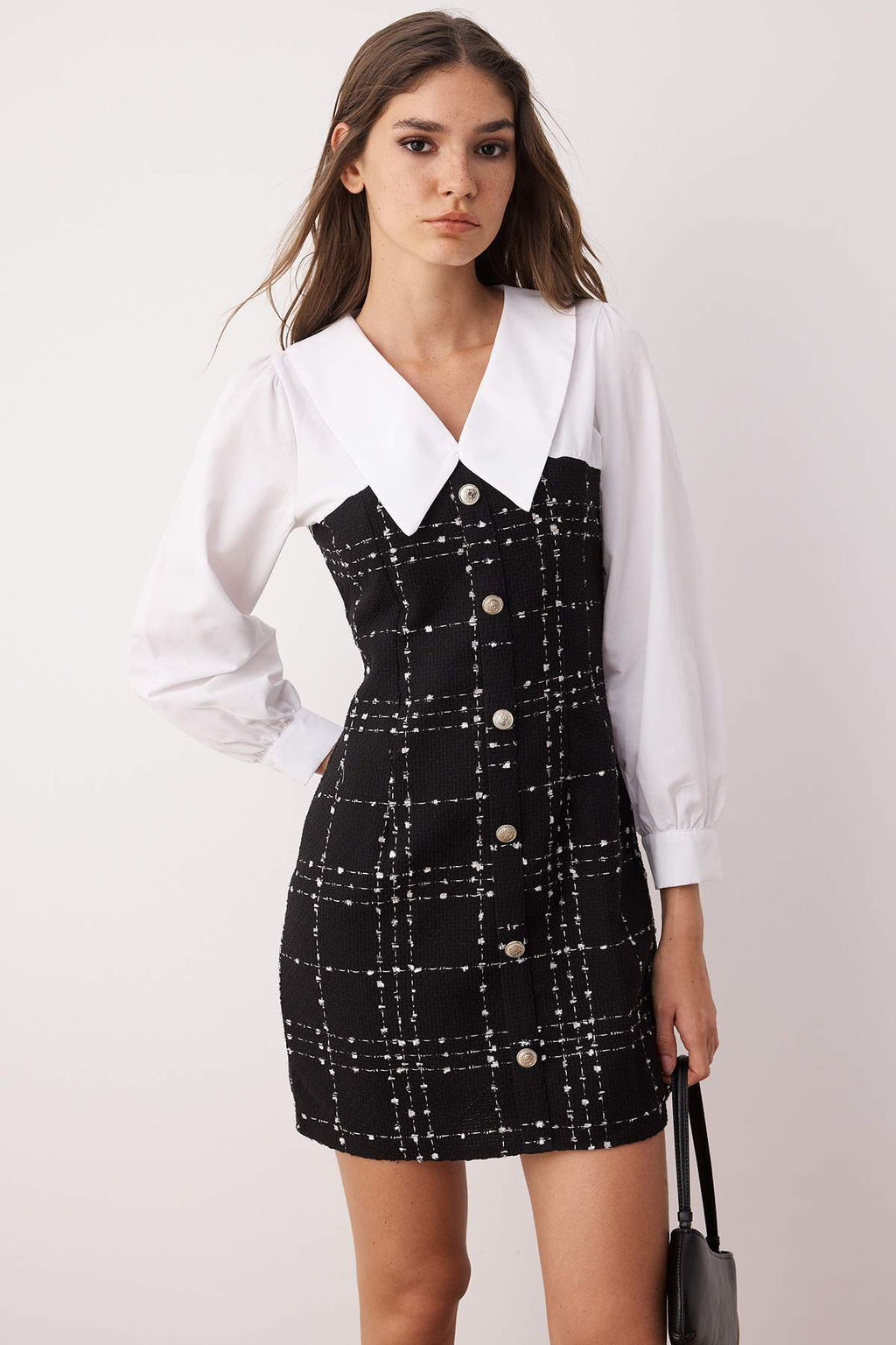 TRENDYOLMILLA Mavi Ekose / Kareli Dokuma Elbise TWOAW23EL00701 фото 16