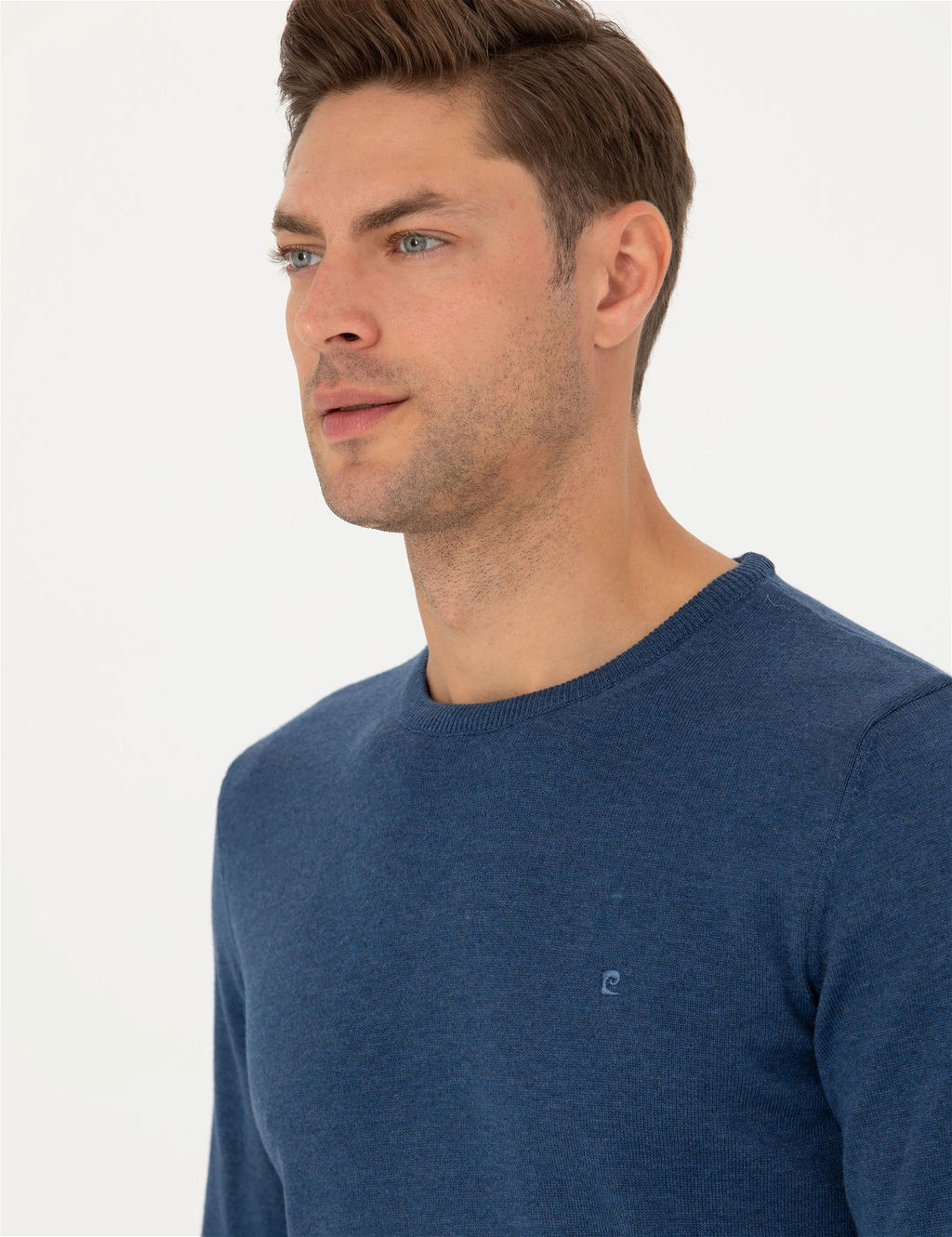 _ndigo Melanj Slim Fit Bisiklet Yaka Basic Triko Kazak