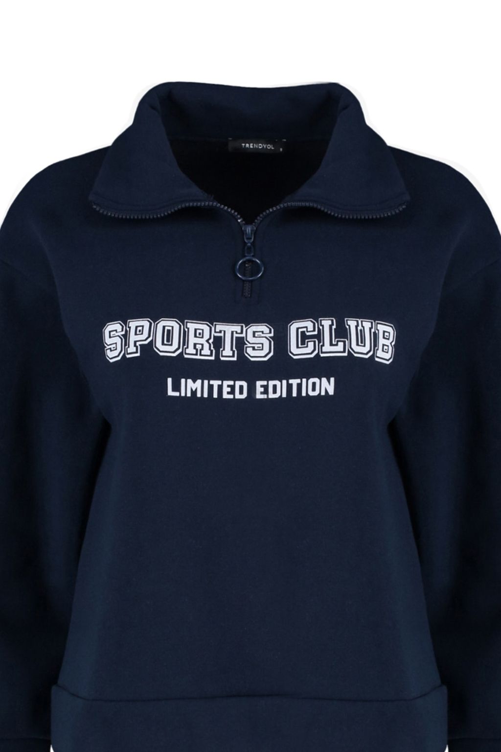 TRENDYOLMILLA Lacivert Regular/Normal Kal?p Sloganl? Fermuarl? Kal?n Ici Polarl? Sweatshirt TWOAW23SW00703  фото 7