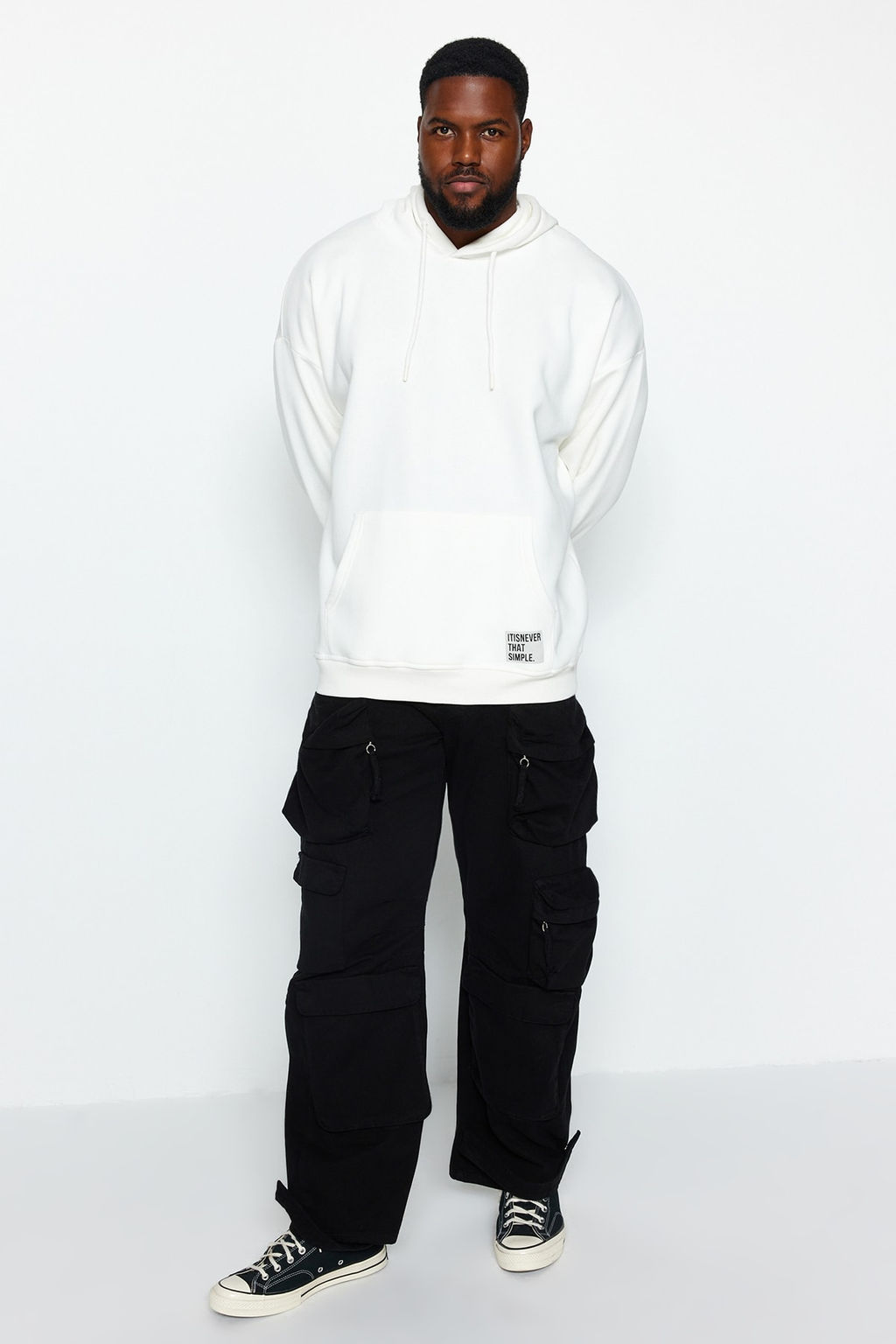 TRENDYOL MAN Antrasit Buyuk Beden Oversize Basic Rahat Kapusonlu Etiketli Ici Polarl? Sweatshirt TMNAW24AO00000 - Trendyolmilla фото 11