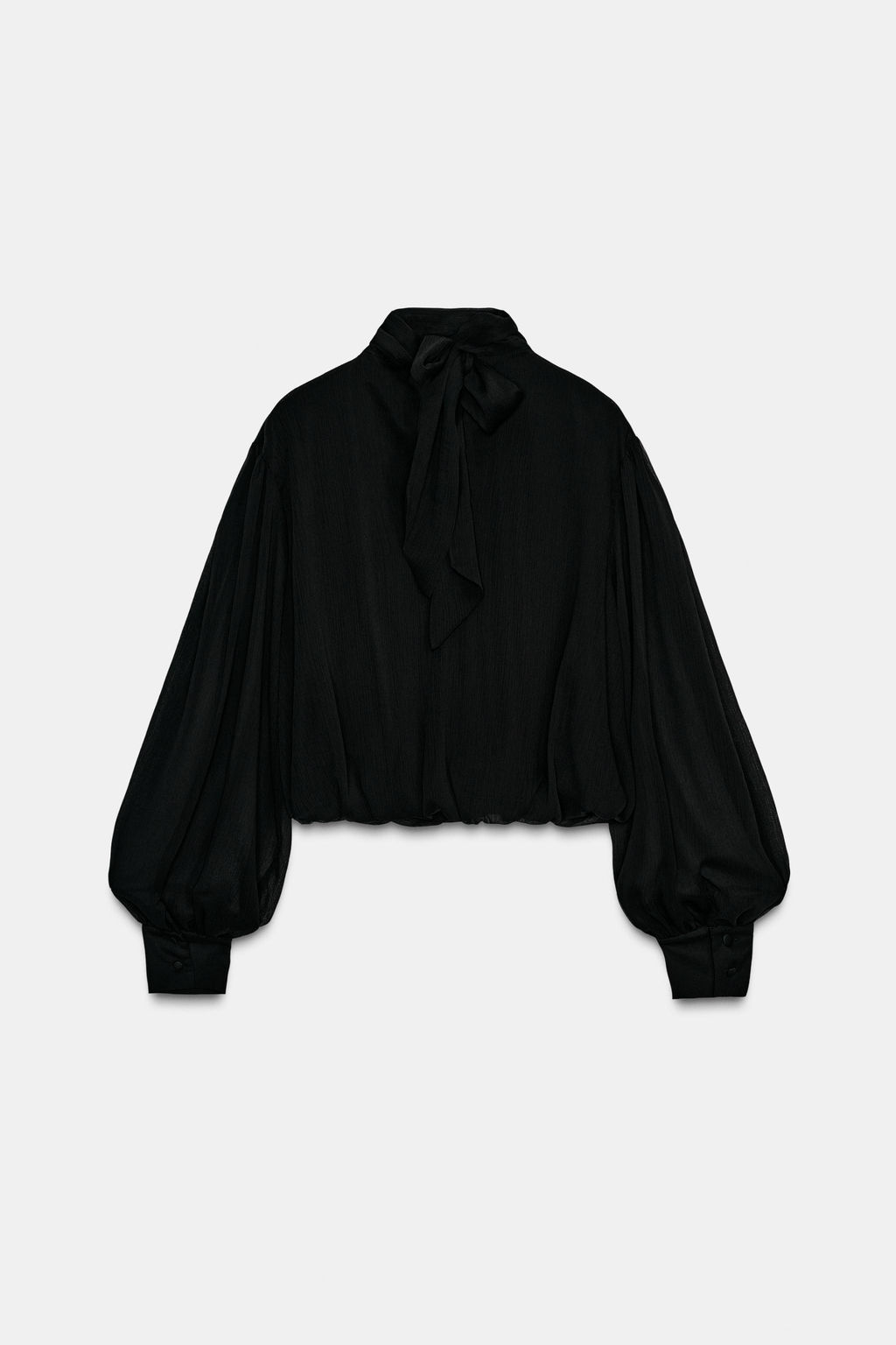 DRAPED BALLOON SEMI-SHEER TOP - Zara фото 8