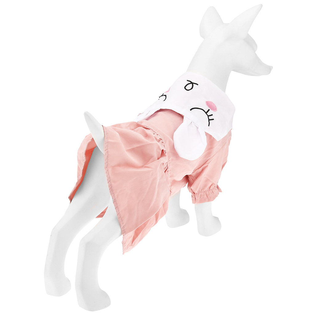 Пэт тойс (Pet toys) Одежда для собаки Платье Зайка с принтом, с вышивкой, на кнопках р-р L, длина спинки 35см/обхват груди 44см/обхват шеи 34см, цвет-розовый, 100% полиэстер (Китай) - Домашняя мода фото 3