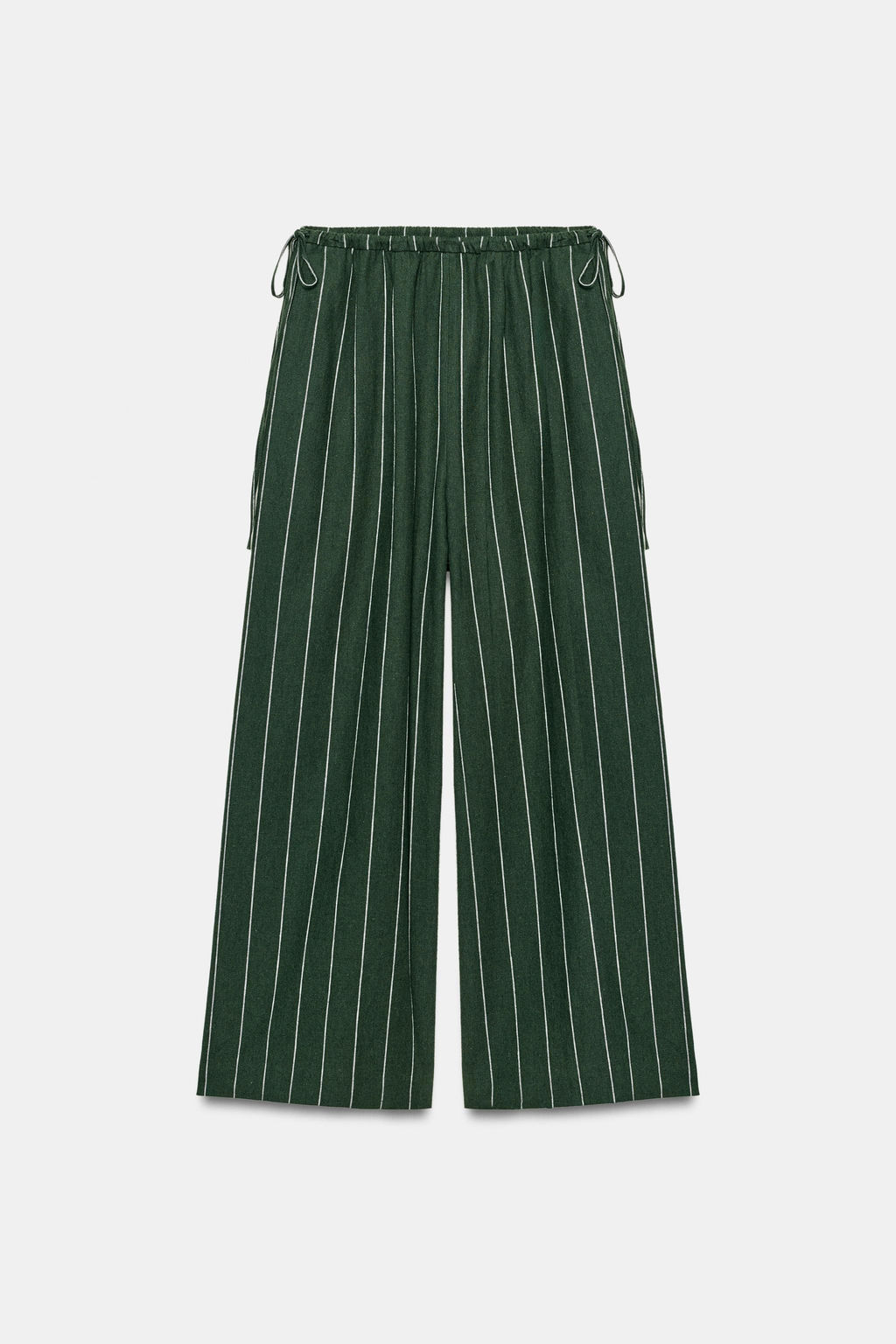 PANTAL?N CON LINO RAYAS ZW COLLECTION / Verde - Zara фото 4