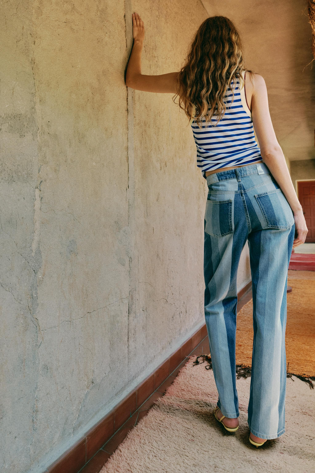 JEANS Z1975 STRAIGHT TIRO MEDIO RAYAS / Azul medio