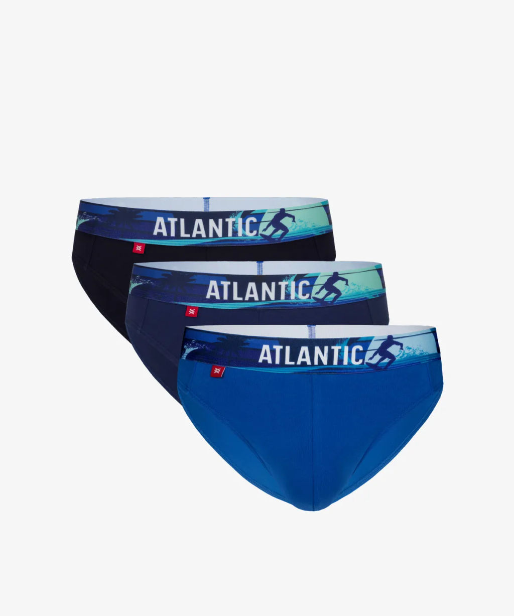 3MP-144 Трусы спорт Print Elastic - набор 3 шт. темно-синий + темно-голубой + голубой