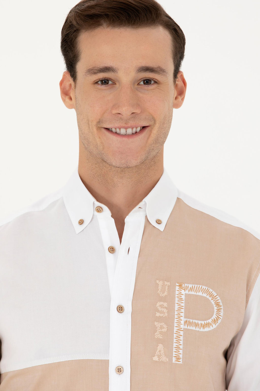 Мужская рубашка песочного цвета с длинным рукавом Неожиданная скидка в корзине - U.s. polo assn фото 2