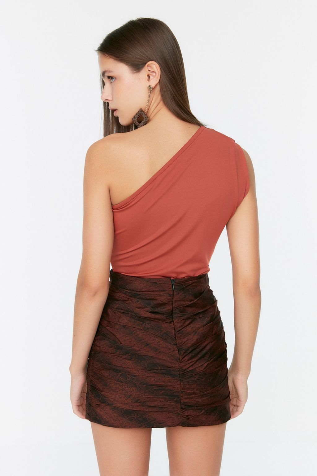Tarc?n Asimetrik Yakal? Alttan C?tc?tl? Esnek Orme Body TWOSS22BD00014