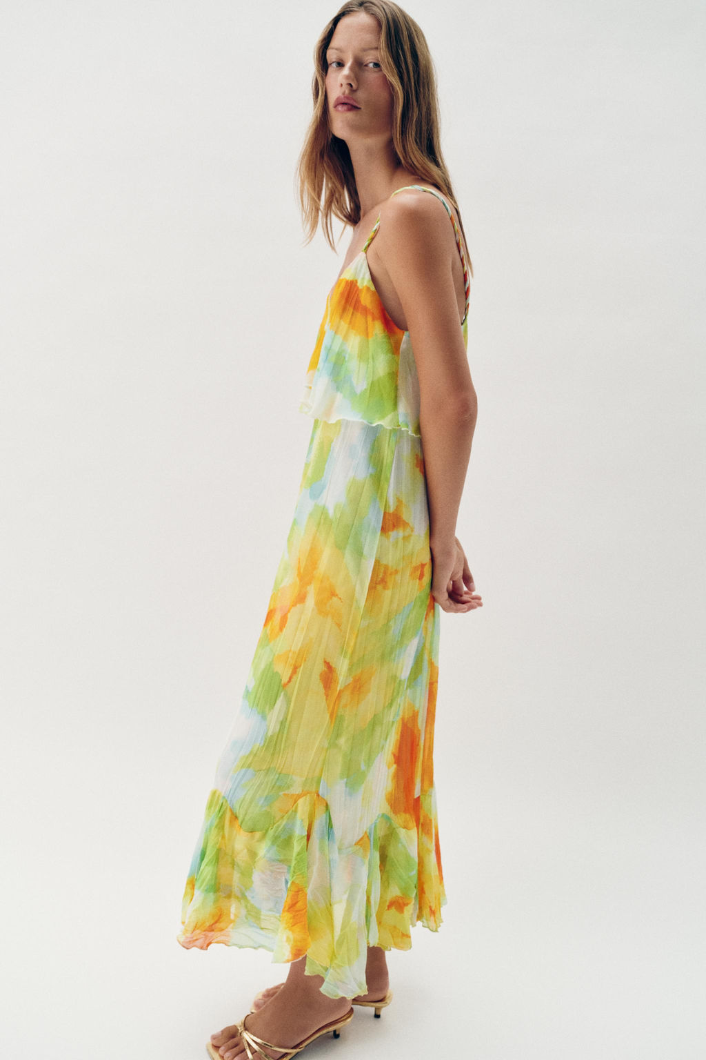 VESTIDO MIDI ESTAMPADO VOLANTES / TYEAMARILLO - Zara фото 6