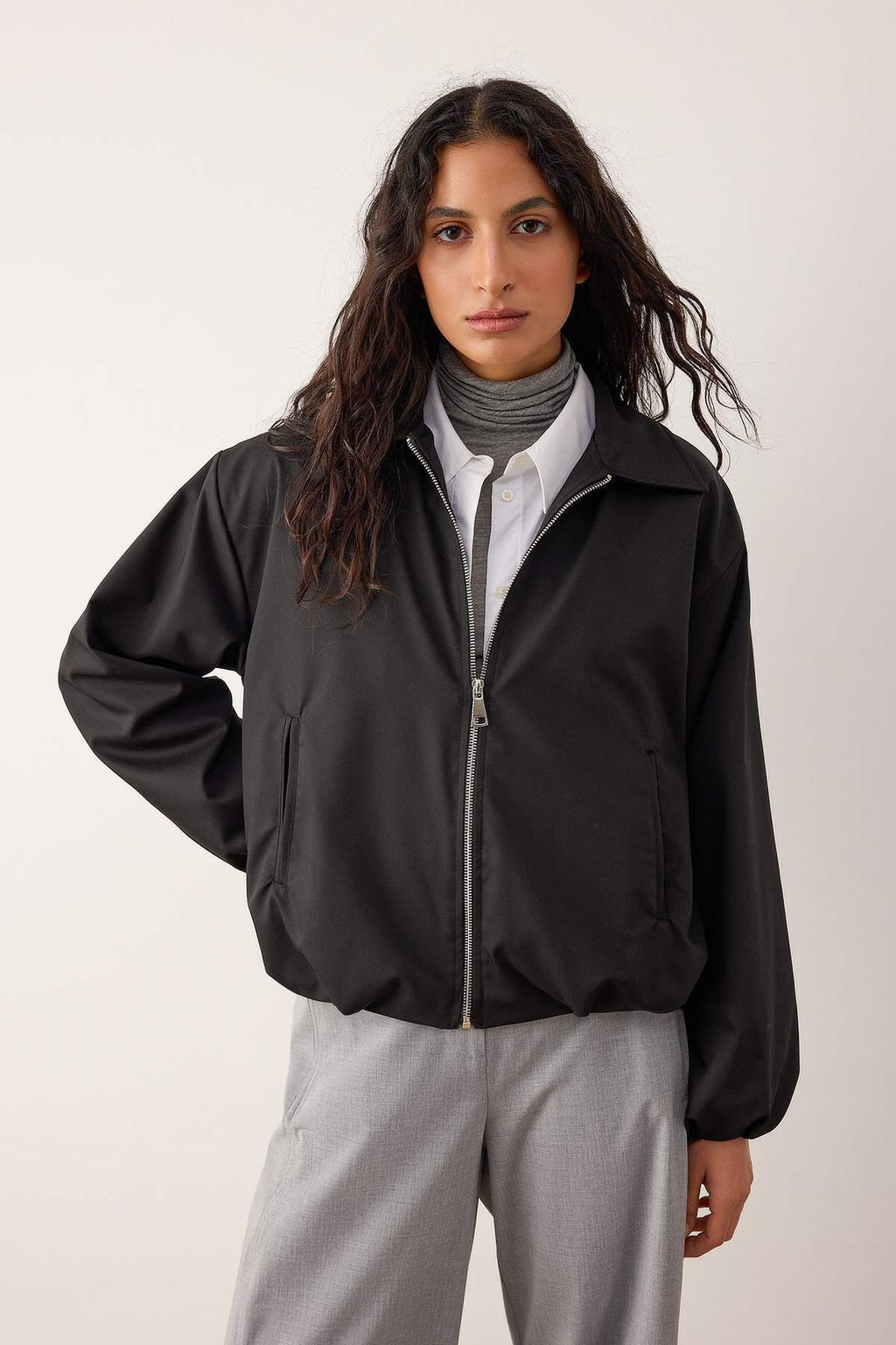 Siyah Regular Kal?p Fermuarl? Bomber Ceket Mont TWOAW26MO00160 - Trendyolmilla фото 2