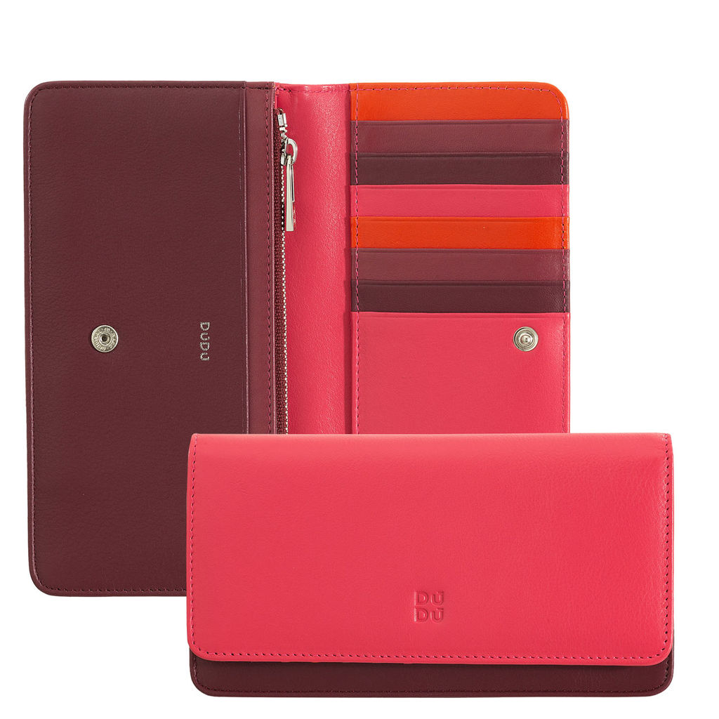 Итальянский женский кожаный кошелек DuDu серии Canarie | малиновый