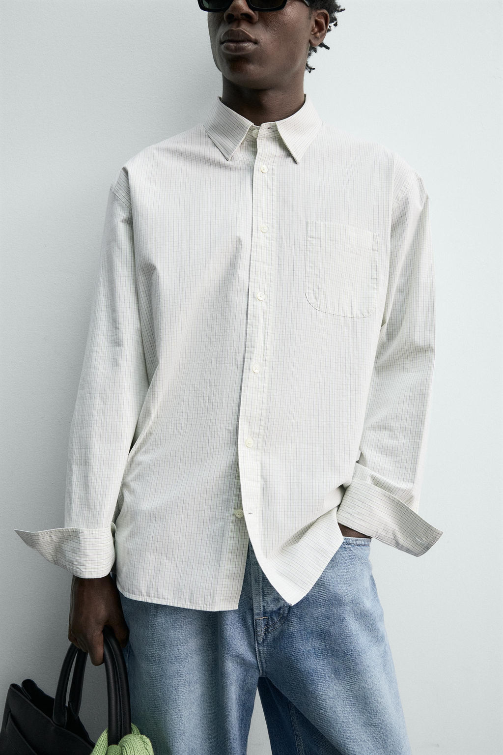 CAMISA POPEL?N CUADROS / Verde agua - Zara фото 5