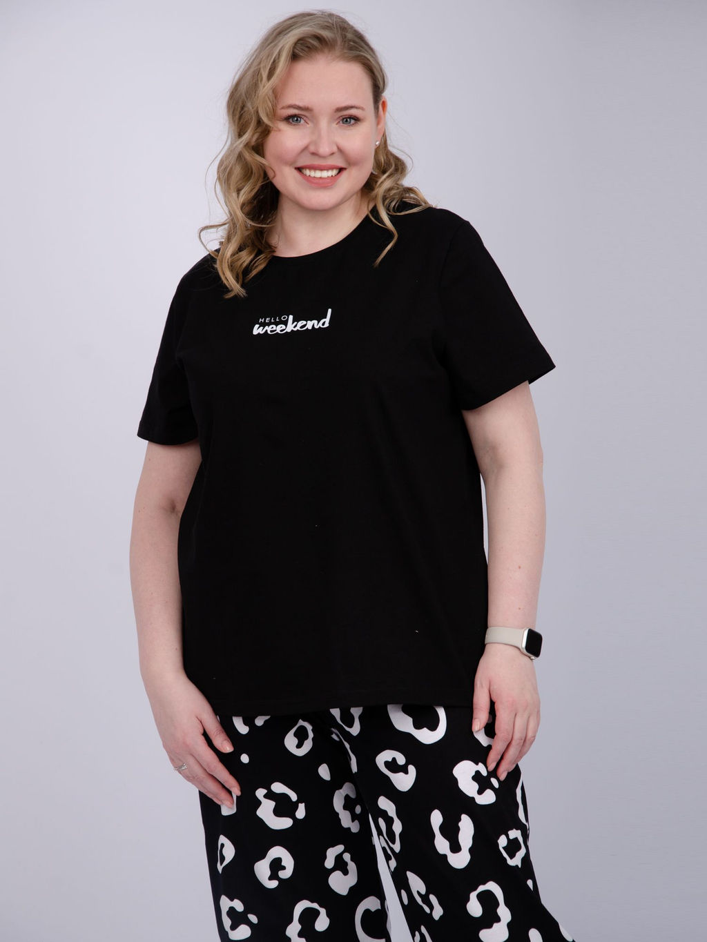 Пижама Выходные чёрная, трикотаж - Малина фото 6