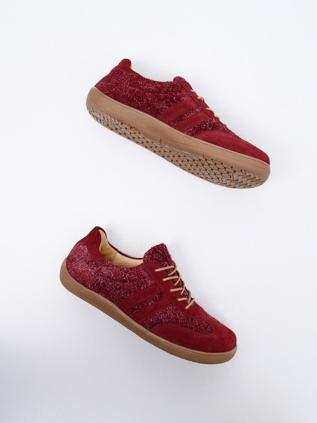 Кеды босоногие натуральная замша бордовые 184.natabr.Бордовая замша+бордовый джангл/Кожа