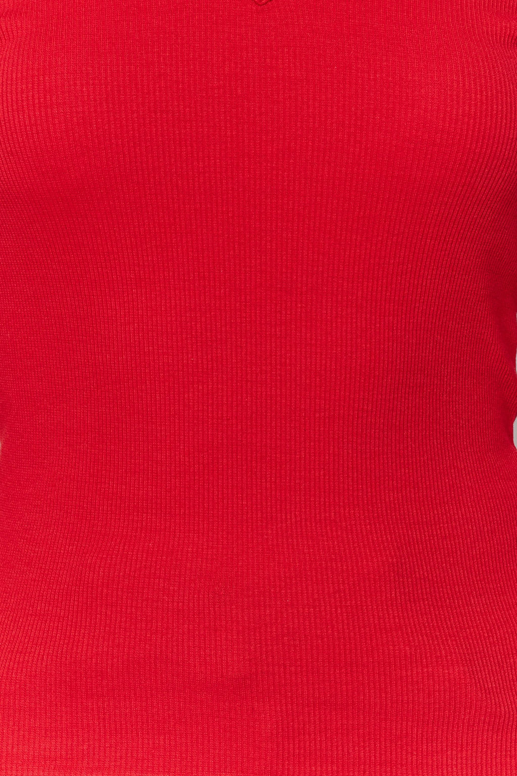 Siyah-K?rm?z? 2li Paket V Yaka Fitted/Vucuda Oturan Pamuklu Esnek Orme Bluz TWOAW24BZ00068