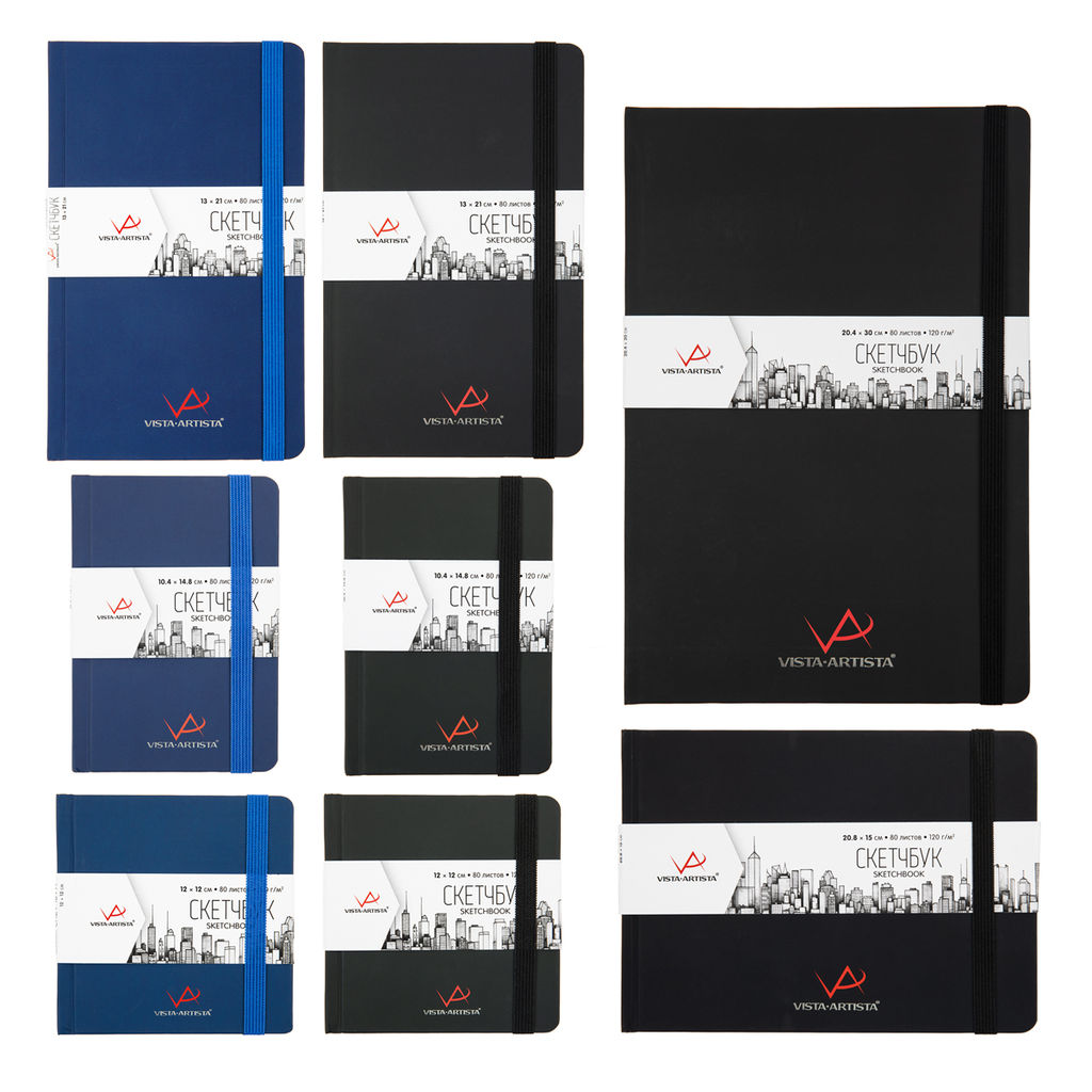 VISTA-ARTISTA VABK-1015 Скетчбук 120 г/м2 120 г/м2 14.8 х 10.4 см сшивка 80 л. 01 черный - Светоч фото 4