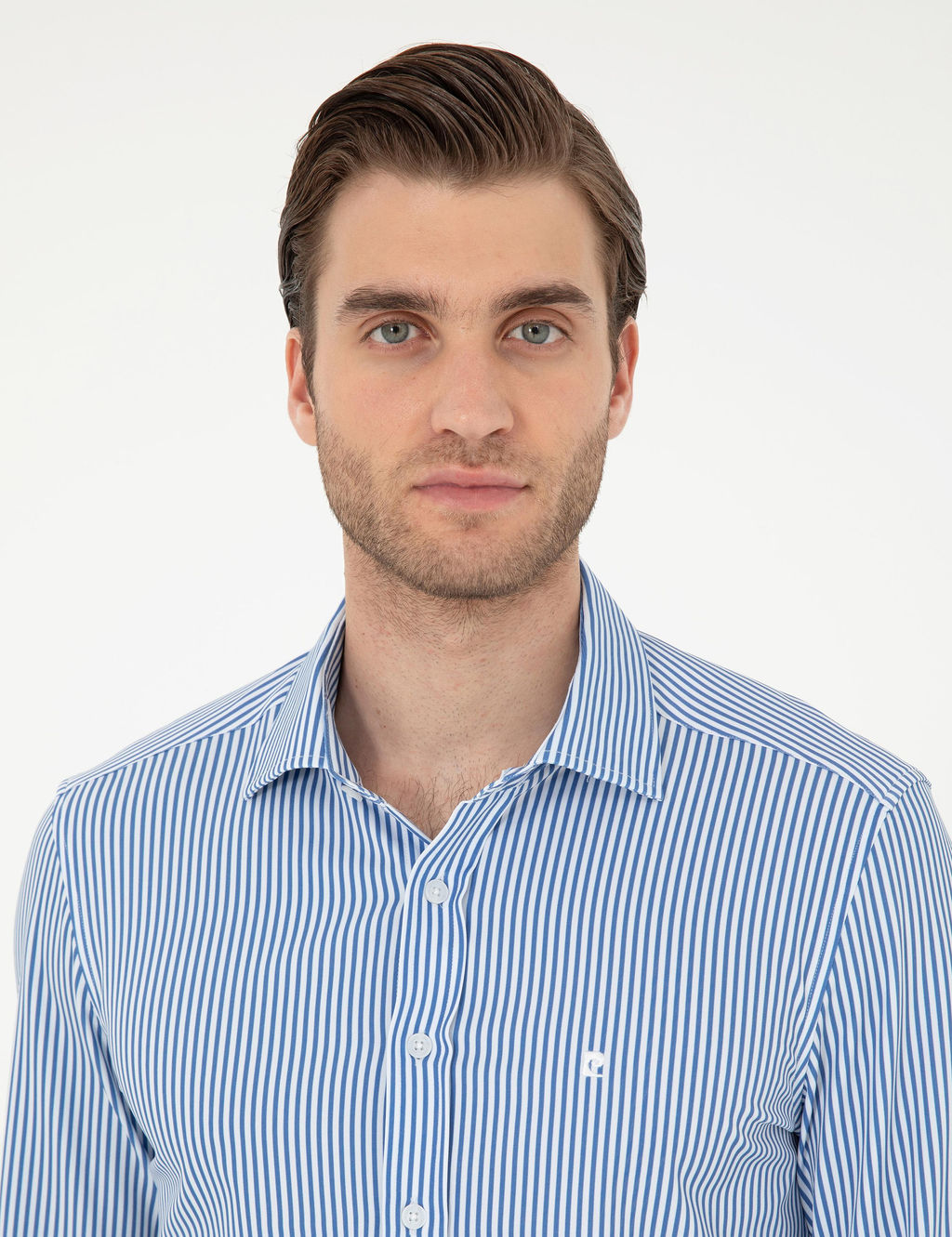 Mavi _izgili Ex. Slim Fit Uzun Kollu G_mlek