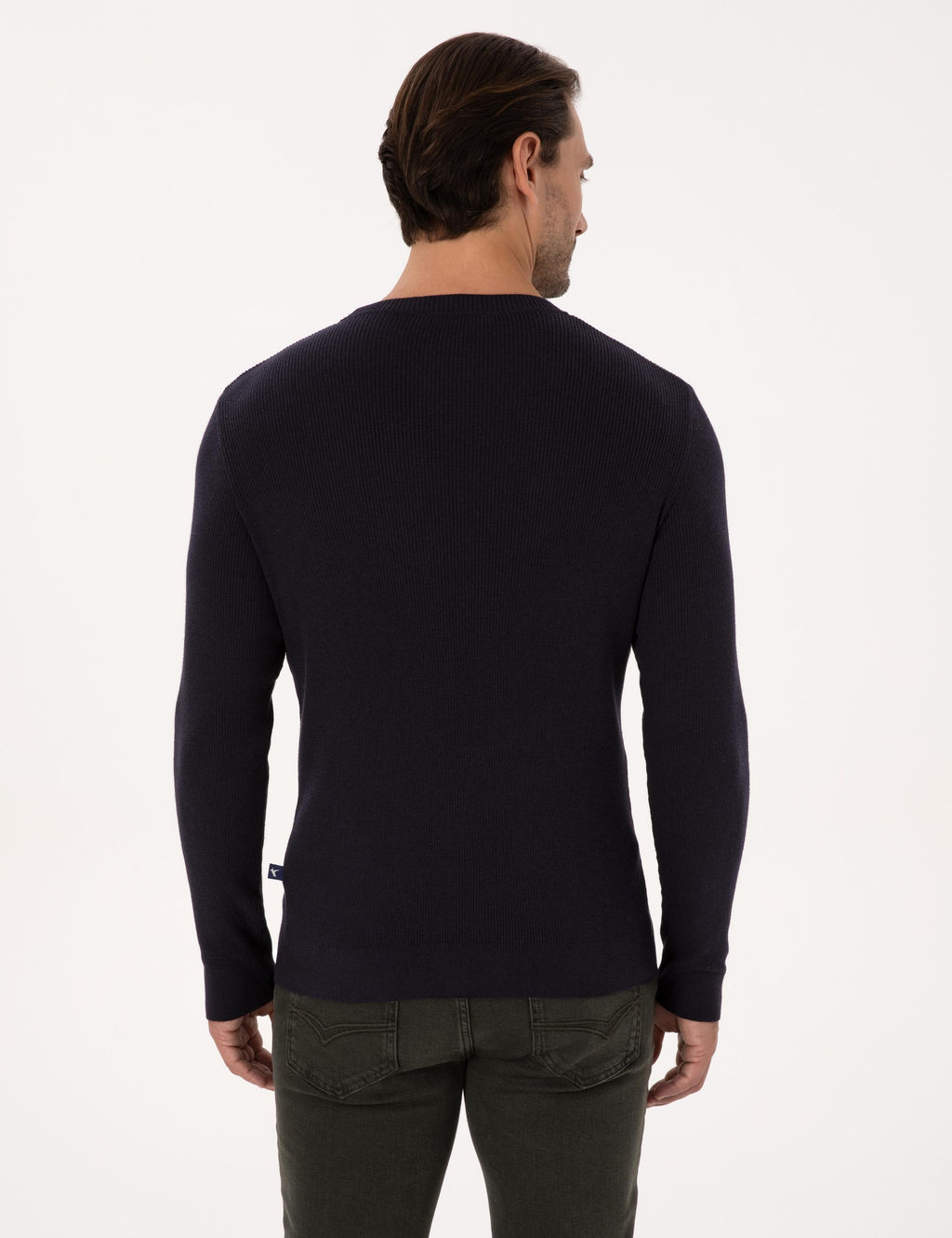 Lacivert Slim Fit Pamuk Kar___ml_ Bisiklet Yaka Selanik _rg_ Triko Kazak - Cacharel фото 5