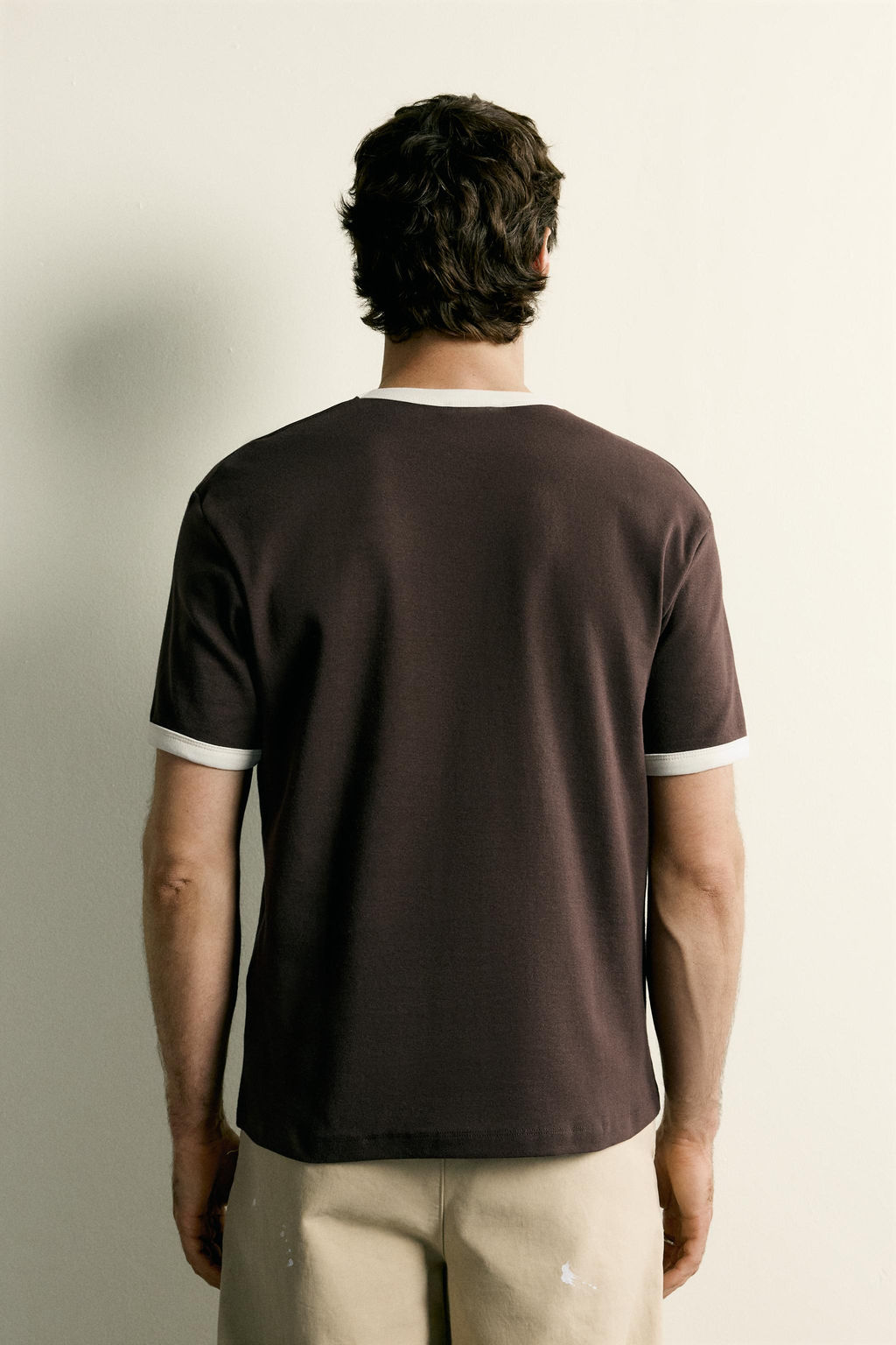 CAMISETA RIB CONTRASTE B?SICA / Marr?n - Zara фото 3