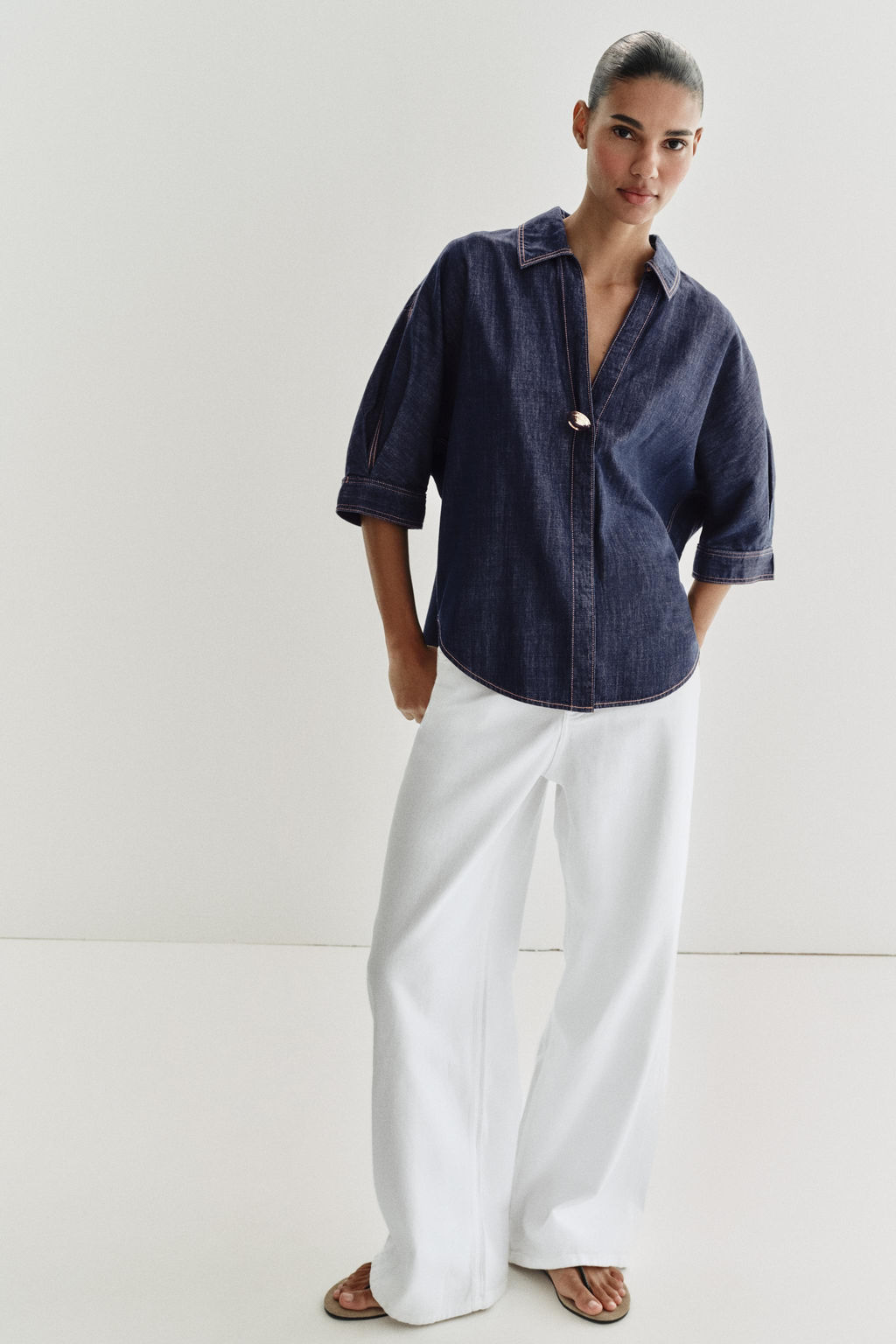 Z1975 HIGH-WAIST WIDE-LEG JOGGER JEANS - Zara фото 6