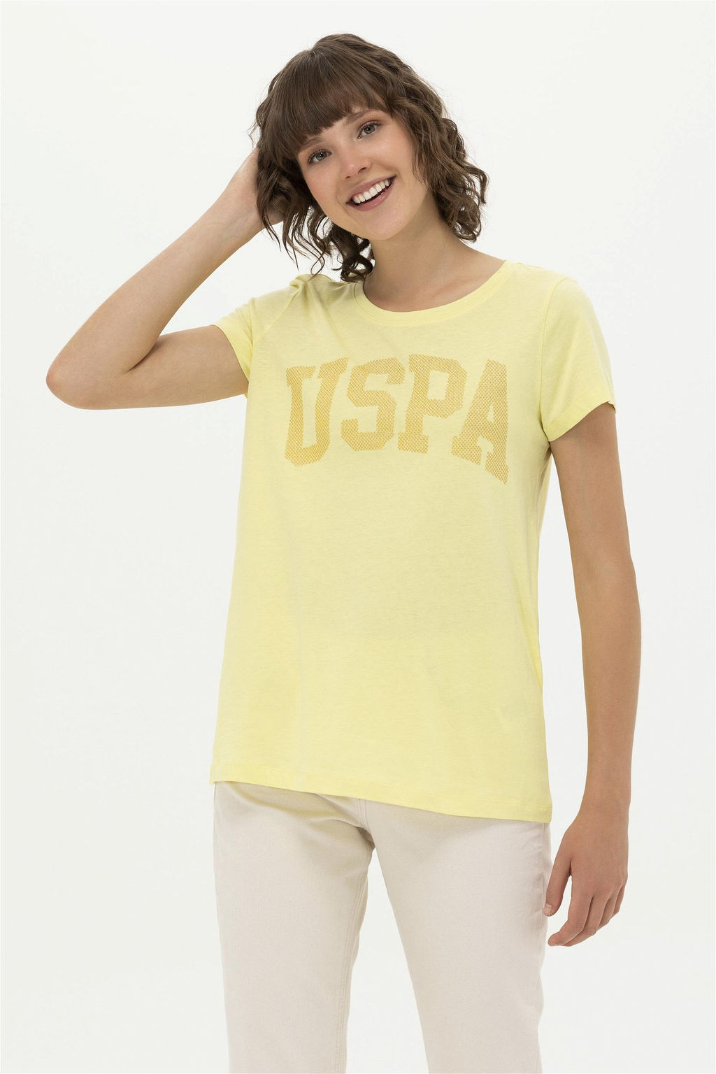Женская светло-желтая базовая футболка - U.s. polo assn фото 8