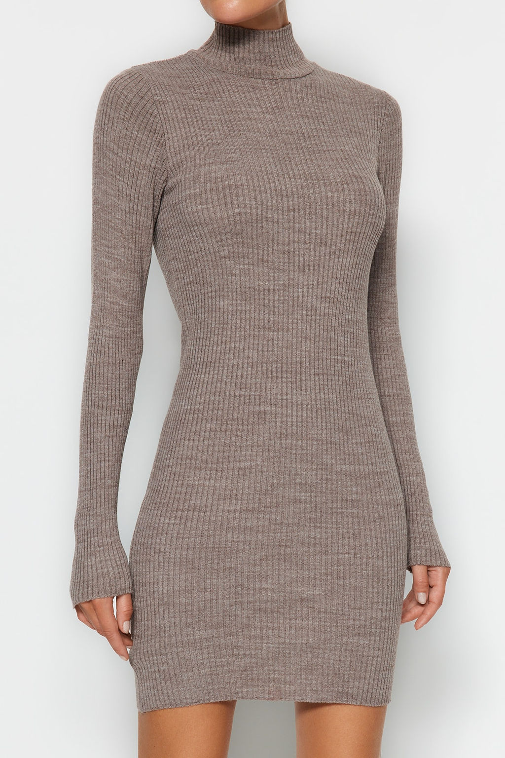 TRENDYOLMILLA Vizon Mini Triko Vucuda Oturan Elbise TWOAW23EL01389 фото 23