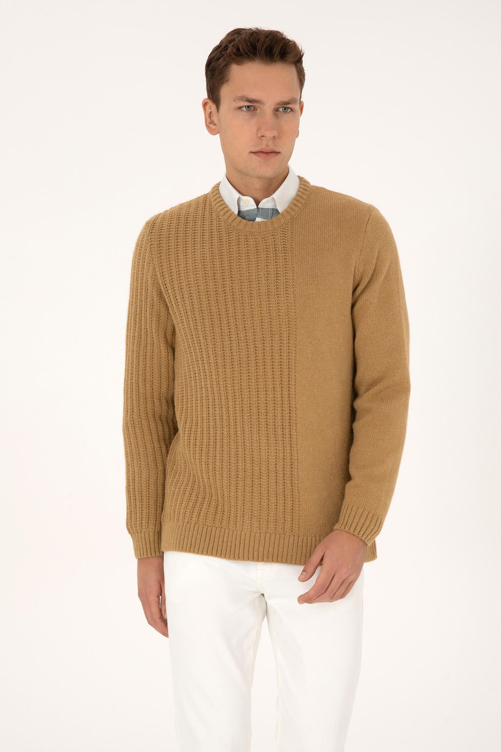 Erkek Comfort Fit Bisiklet Yaka Hardal Kazak - U.s. polo assn фото 3